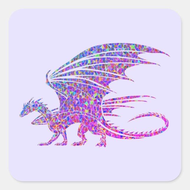 Amazing Mosaic Dragon Purple Square Sticker (Front)