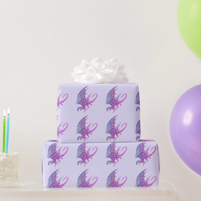 Amazing Mosaic Dragon Purple Wrapping Paper (Party Gifts)