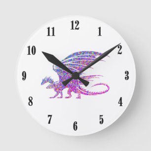 Amazing Mosaic Dragon Round Clock