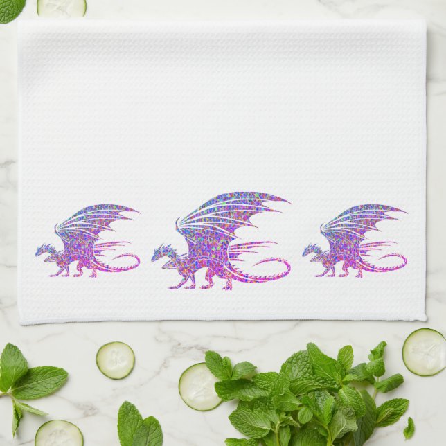 Amazing Mosaic Dragon Tea Towel (Folded)