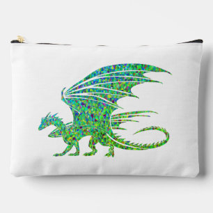 Amazing Mosaic Green Dragon Accessory Pouch