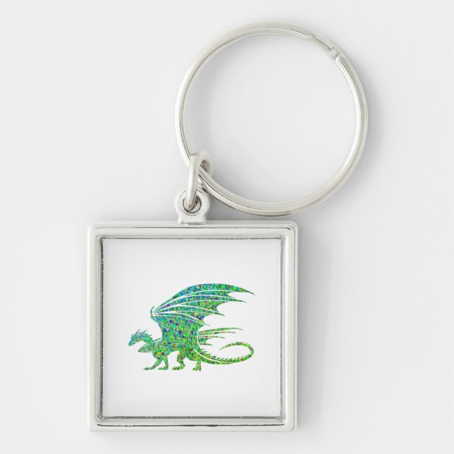 Amazing Mosaic Green Dragon Key Ring (Front)