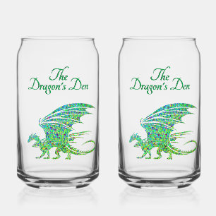 Amazing Mosaic Green Dragon Personal Can Glass