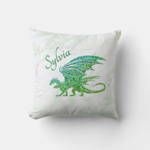 Amazing Mosaic Green Dragon Personal Cushion