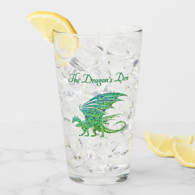 Amazing Mosaic Green Dragon Personal Glass (Front Ice)