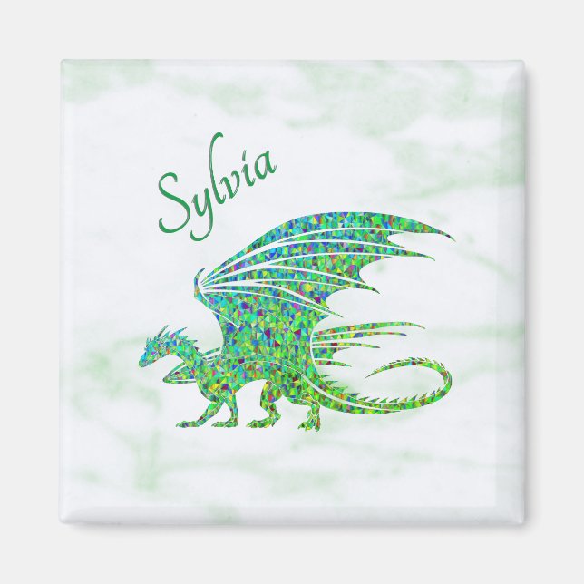 Amazing Mosaic Green Dragon Personal Magnet (Front)