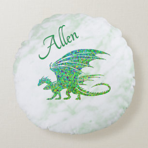 Amazing Mosaic Green Dragon Personal Round Cushion