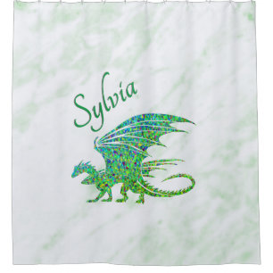 Amazing Mosaic Green Dragon Personal Shower Curtain