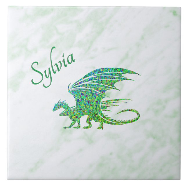 Amazing Mosaic Green Dragon Personal Tile (Front)