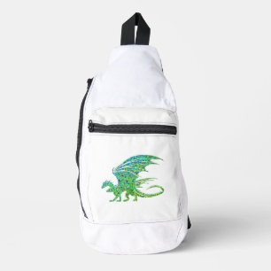 Amazing Mosaic Green Dragon Sling Bag