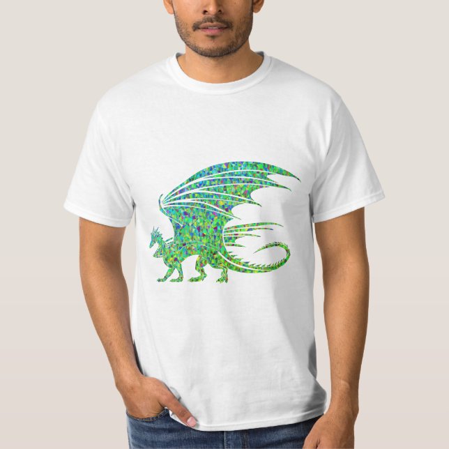 Amazing Mosaic Green Dragon T-Shirt (Front)