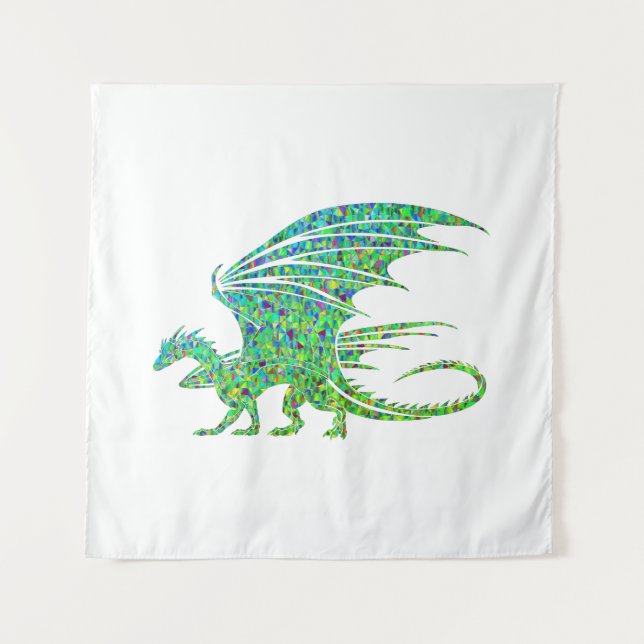 Amazing Mosaic Green Dragon Tapestry (Front)