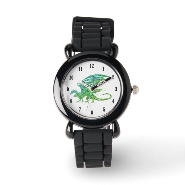 Amazing Mosaic Green Dragon Watch (Front)