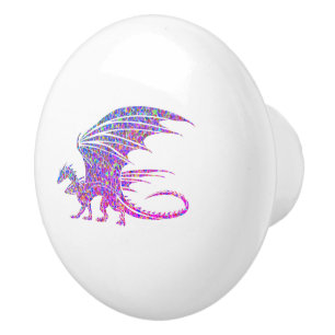 Amazing Mosaic Purple Dragon Ceramic Knob