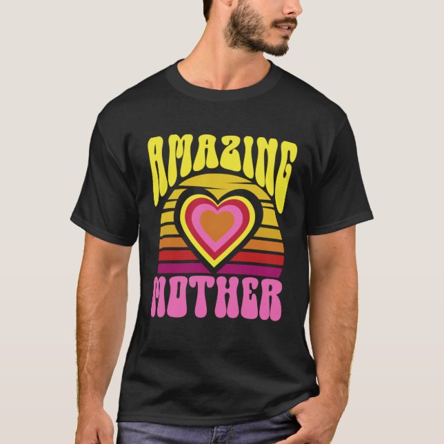Amazing Mother Cute Sunset Hearts Mother s Day Ret T-Shirt (Front)
