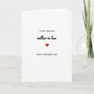 Amazing Mother In Law Heart Card