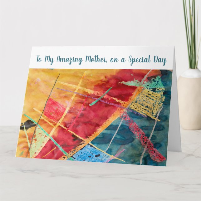 Amazing Mother Love Modern Trendy Watercolor Art Card (Front)