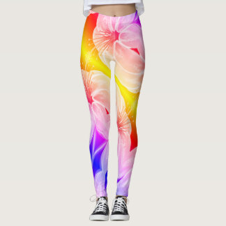 Amazing multicolored lily flower leggings