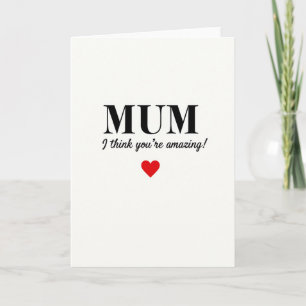 Amazing Mum Red Heart Card