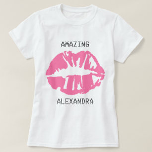 Amazing Name Kiss Lipstick Customised Girly Pink T-Shirt