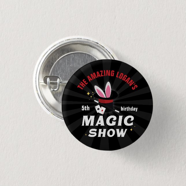 Amazing Name Magician Birthday, Any Age Party 3 Cm Round Badge (Front & Back)