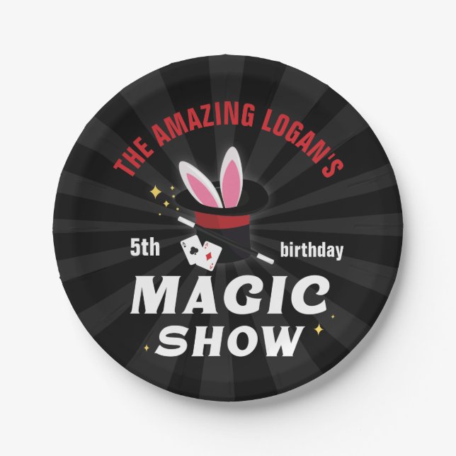 Amazing Name Magician Birthday, Any Age Party Paper Plate (Front)
