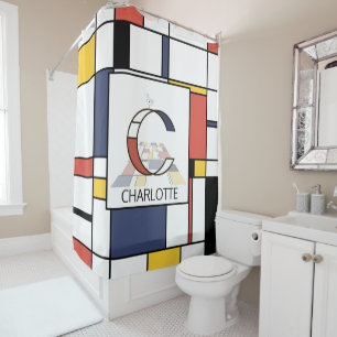 Amazing Neoplasticism Art Monogram. Letter C Shower Curtain