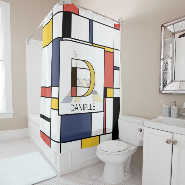 Amazing Neoplasticism Art Monogram. Letter D Shower Curtain (In Situ)