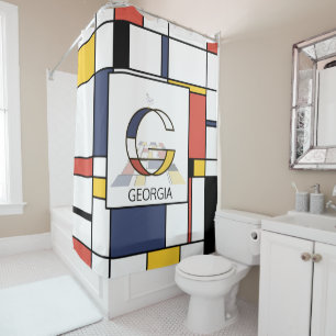 Amazing Neoplasticism Art Monogram. Letter G Shower Curtain