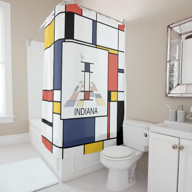 Amazing Neoplasticism Art Monogram. Letter I Shower Curtain (In Situ)
