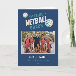 Amazing Netball Coach Personalised Name Photo Thank You Card