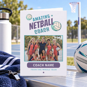 Amazing Netball Coach Personalised Name Photo Thank You Card