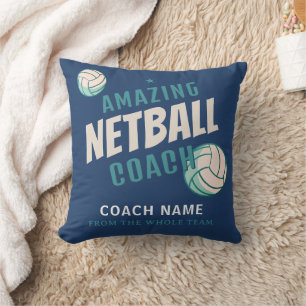 Amazing Netball Coach Personalised Name Thank You Cushion