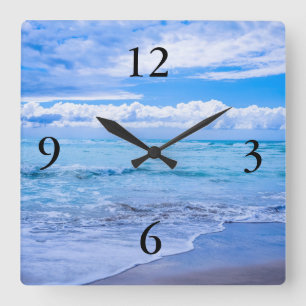 amazing ocean waves square wall clock