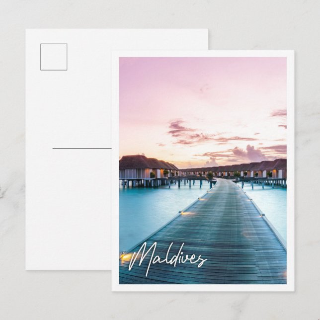 Amazing panorama beach maldives sunset postcard (Front/Back)