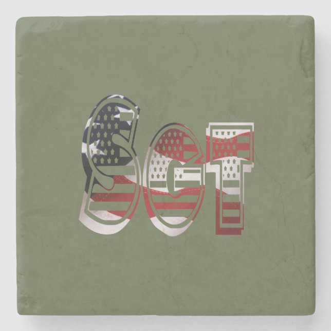 Amazing Patriotic Military Unique Stone Coaster (Front)