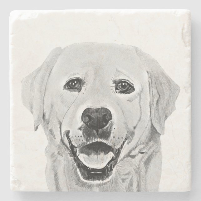 Amazing Pencil Happy Labrador Marble Coaster (Front)