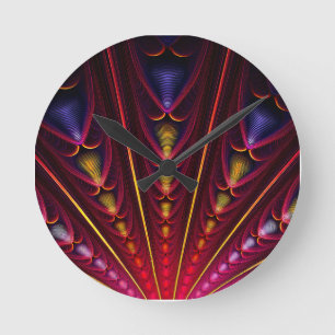 Amazing Pink Yellow Black Fractal Round Clock