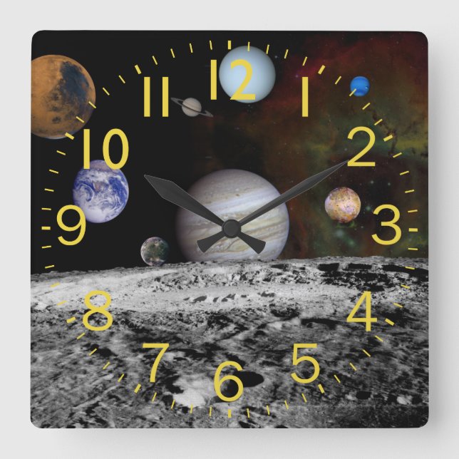 Amazing Planets Space Montage Square Wall Clock (Front)