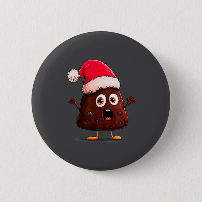 Amazing Pudding Look With Christmas Hat  6 Cm Round Badge (Front)
