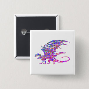 Amazing Purple Mosaic Dragon on white 15 Cm Square Badge