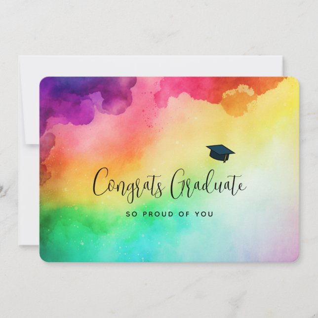 Amazing Rainbow Colours Abstract Design Graduation Card (Front)