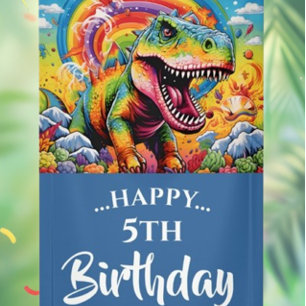Amazing Rainbow Dinosaur Birthday Banner