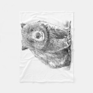 Amazing realistic wombat in pencil drawing style fleece blanket