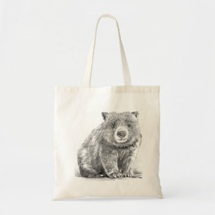 Amazing realistic wombat in pencil drawing style tote bag