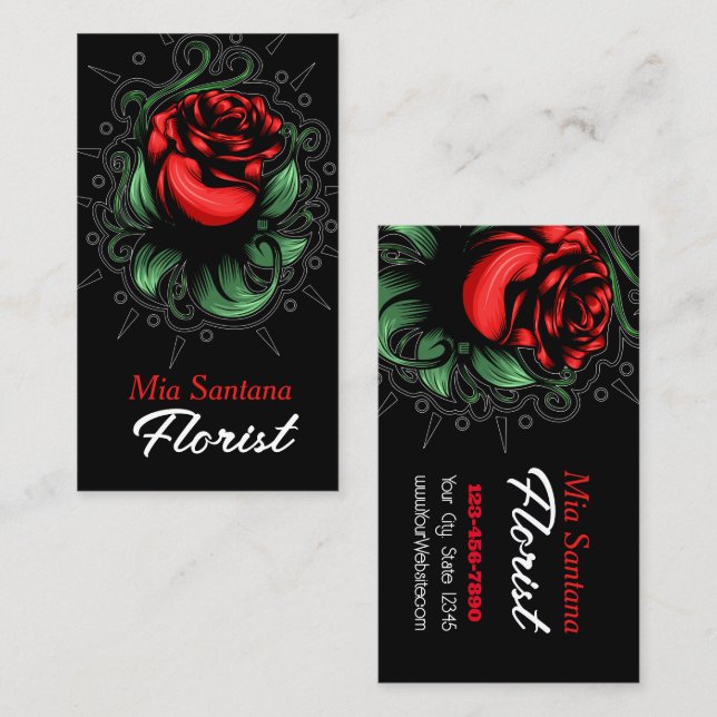 Amazing Rose Florist Business Card (Front/Back)