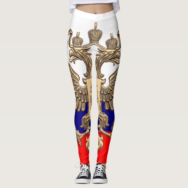 Amazing Russian coat of arms and flag leggings (Front)