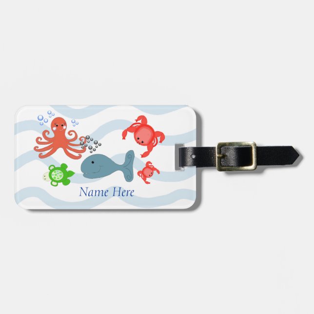 Amazing Sea Critters Luggage Tag (Front Horizontal)