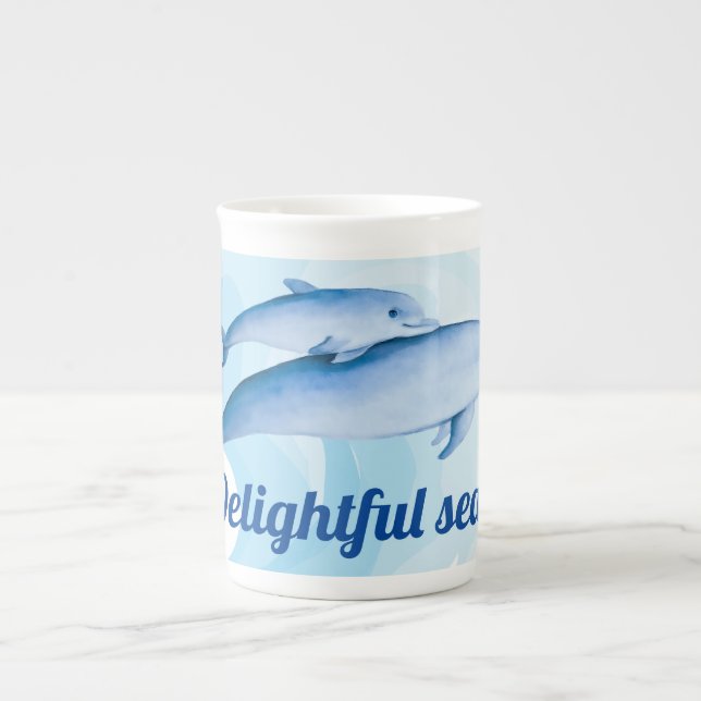 Amazing sea with dolphins bone china mug (Front)