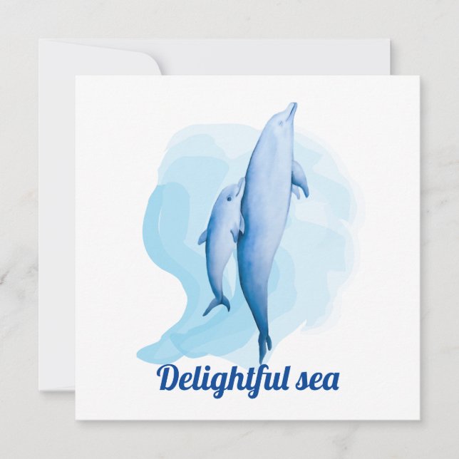 Amazing sea with dolphins holiday card (Front)